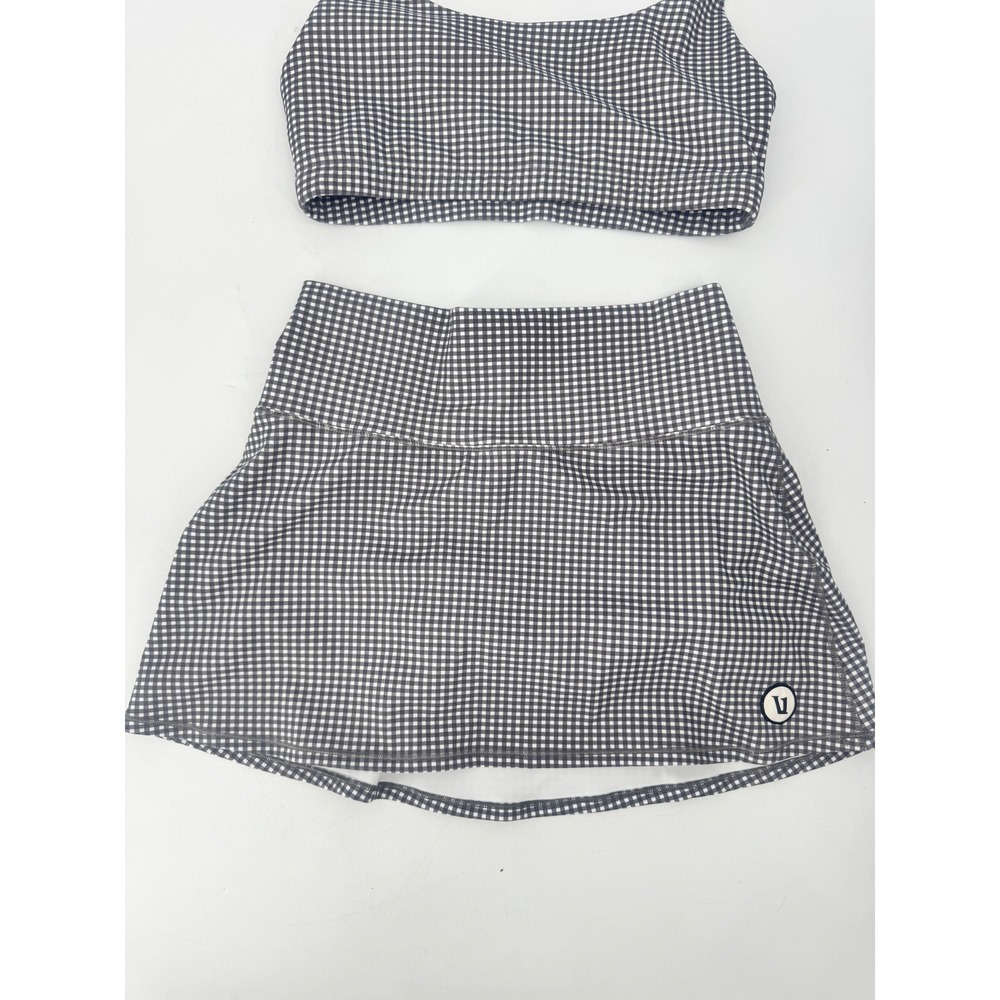 Vuori Volley Skirt & Daily Bra Set Womens XS/M Gingham Black White Activewear - Picture 3 of 10